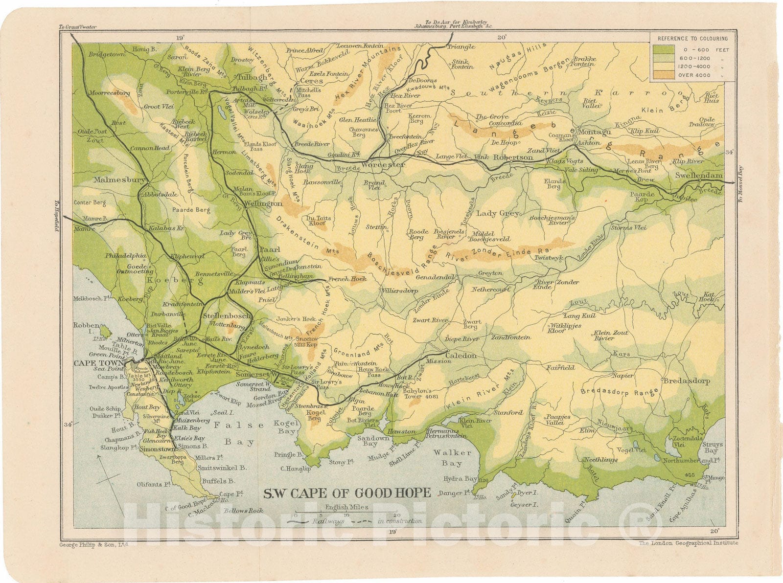 Historic Map : Atlas of South Africa, Southwest Cape of Good Hope 1911 , Vintage Wall Art