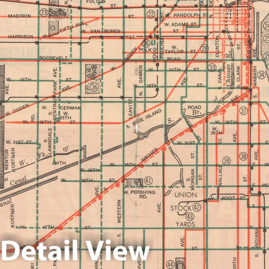 Historic Map : Chicago Transit Maps, Surface Lines 1947 Railroad Catography , Vintage Wall Art