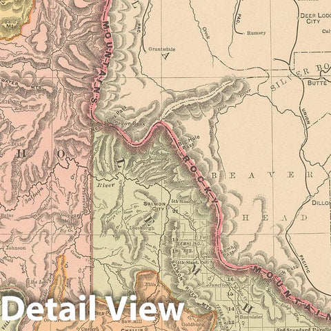 Historic Map : United States Maps, Idaho 1894 , Vintage Wall Art