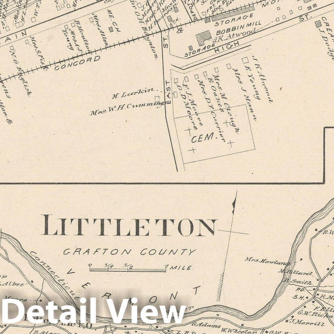 Historic Map : Lisbon & Littleton 1892 , Town and City Atlas State of New Hampshire , Vintage Wall Art