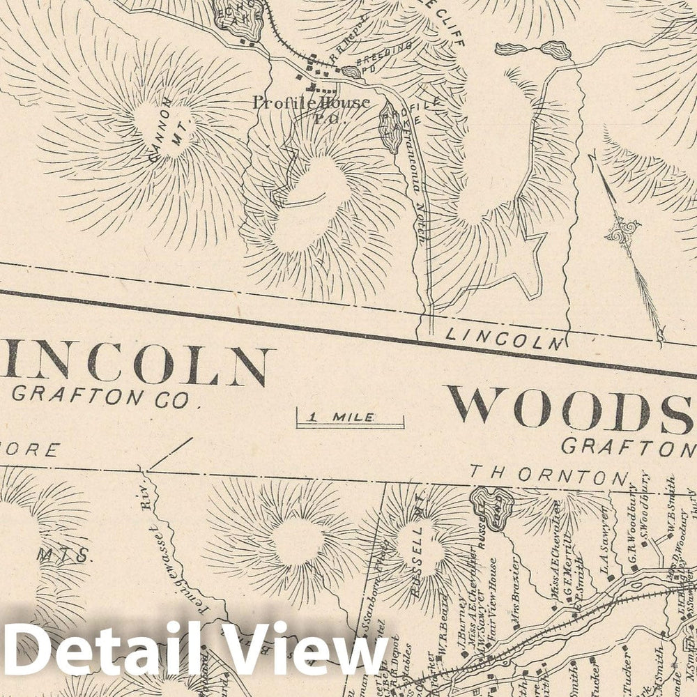 Historic Map : Franconia & Lincoln & Woodstock 1892 , Town and City Atlas State of New Hampshire , Vintage Wall Art