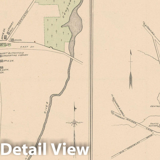 Historic Map : Litchfield & Watertown 1893 , Town and City Atlas State of Connecticut , Vintage Wall Art