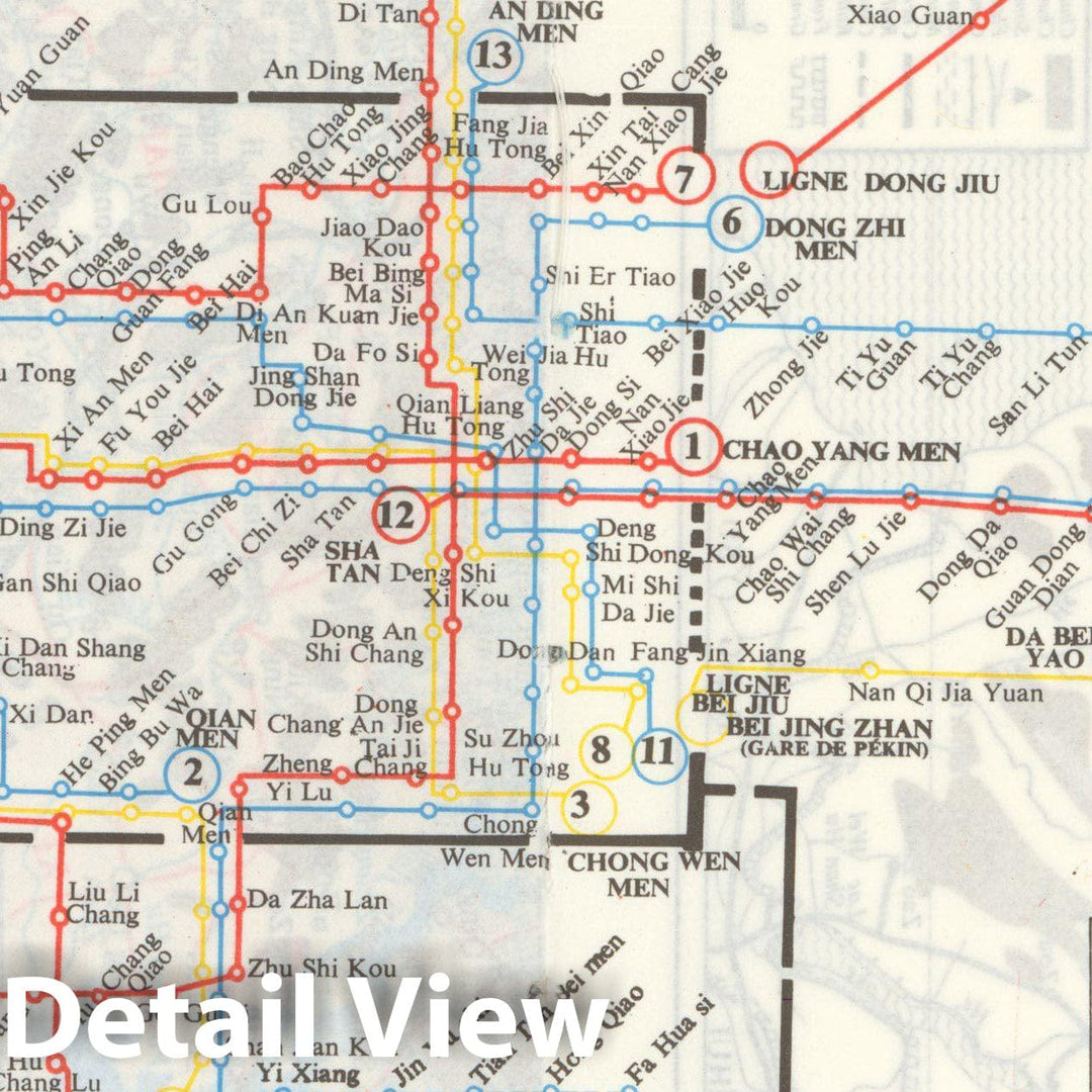 Historic Map : Peking Trolleybus Lines Transit Railroad Catography , Vintage Wall Art