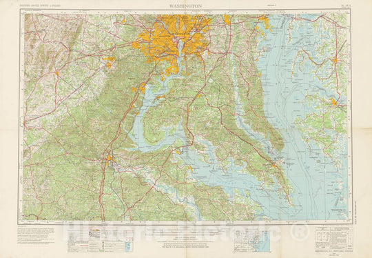 Historic Map : Washington D.C. (Dist. of Columbia), Chesapeake Bay & Fredericksburg & Washington 1969 Topographic Map , Vintage Wall Art