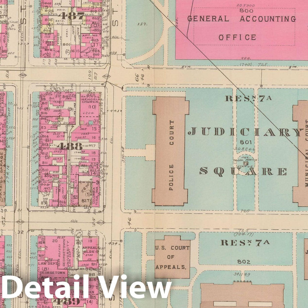 Historic Map : Atlas of Washington D.C. Volume 1 (Inner NW), Washington 1939 Plate 036 , Vintage Wall Art