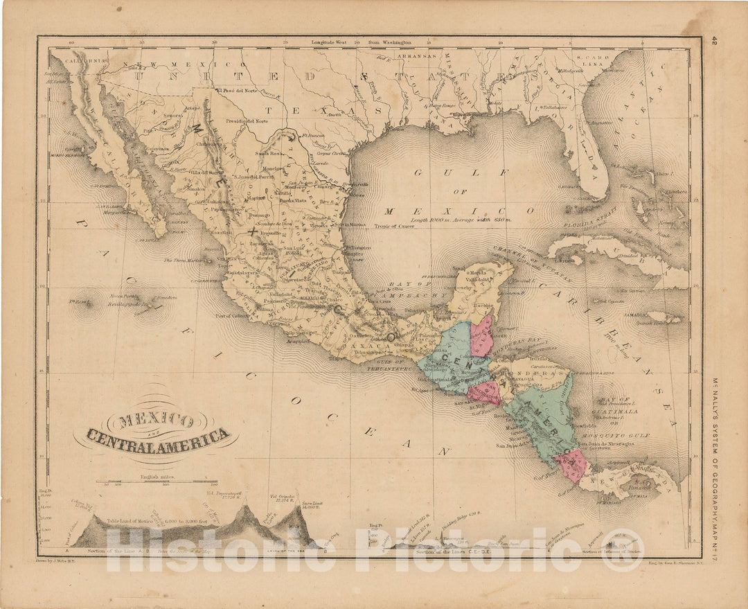 Historic Map : McNally's Improved System of Geography, North America 1856 , Vintage Wall Art