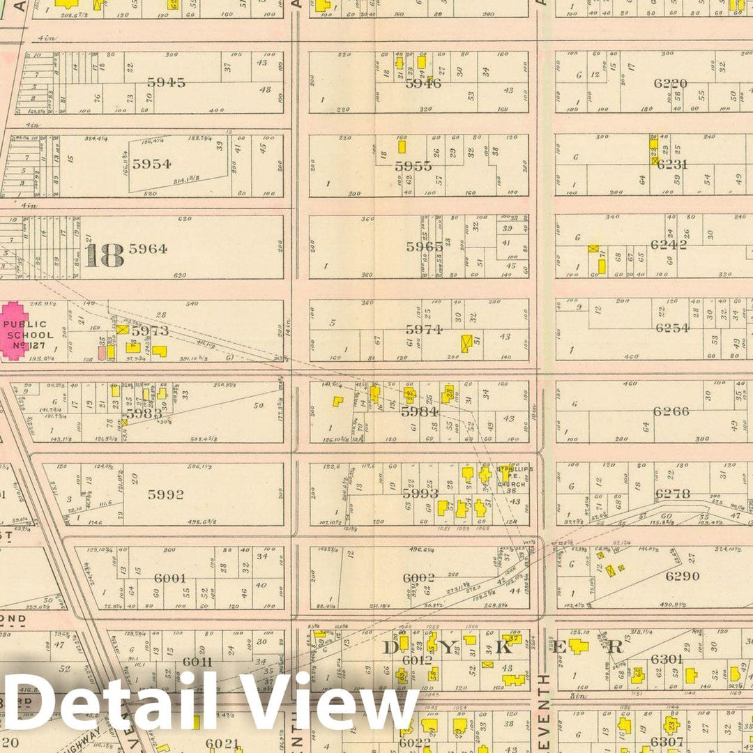 Historic Map : Vol. 2, Brooklyn 1907 Plate 006 , Atlas Borough of Brooklyn , Vintage Wall Art