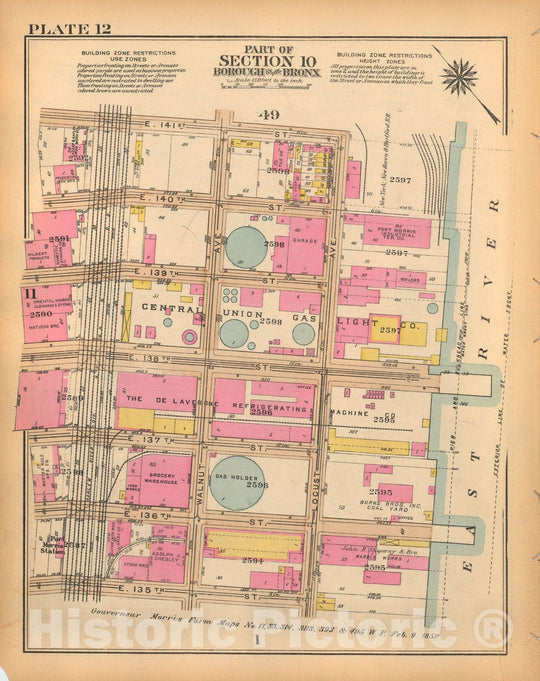 Historic Map : Borough of The Bronx, Sections 9-13, The Bronx 1928 Plate 012 , Vintage Wall Art