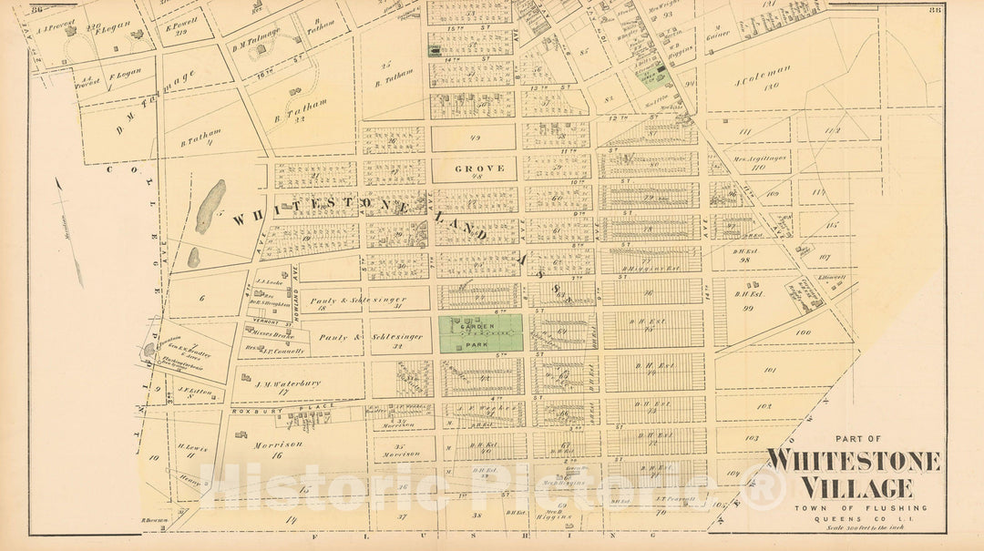 Historic Map : Atlas of Long Island, New York, Flushing & Queens 1873 , Vintage Wall Art