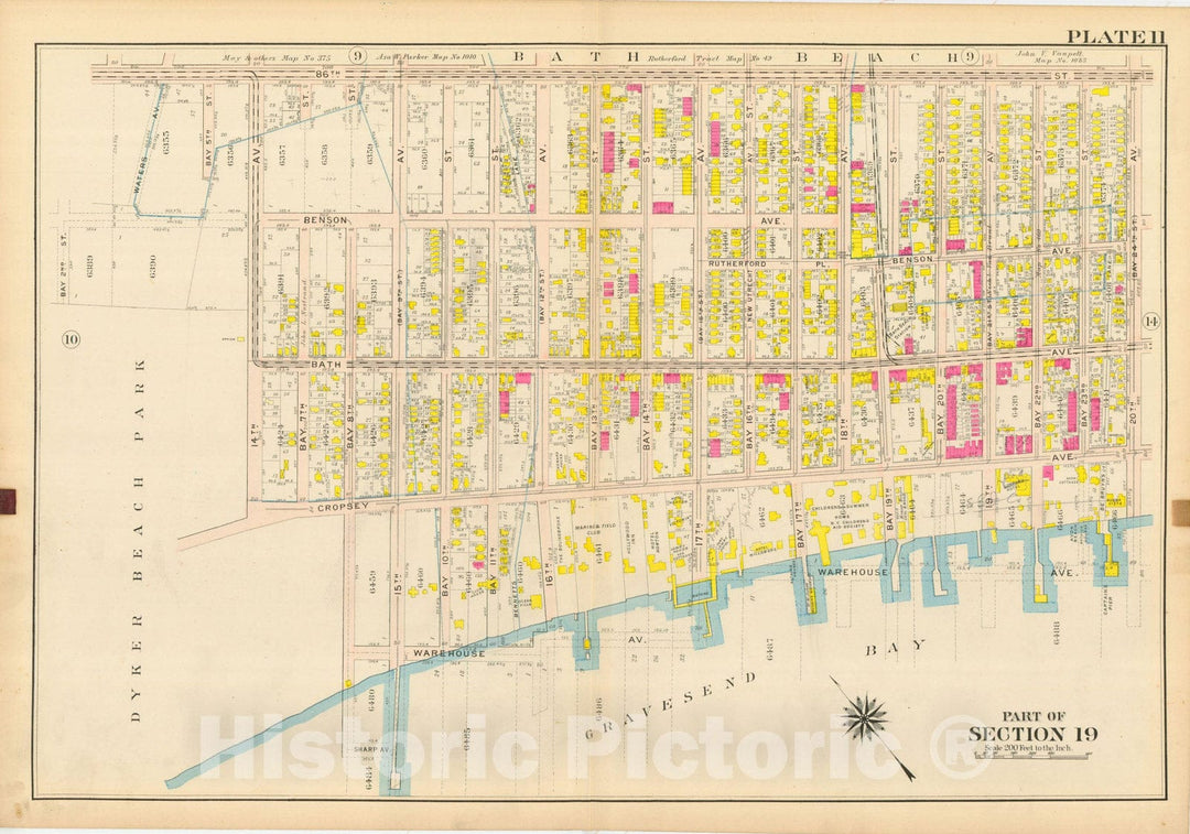 Historic Map : Vol. 2, Brooklyn 1907 Plate 011 , Atlas Borough of Brooklyn , Vintage Wall Art