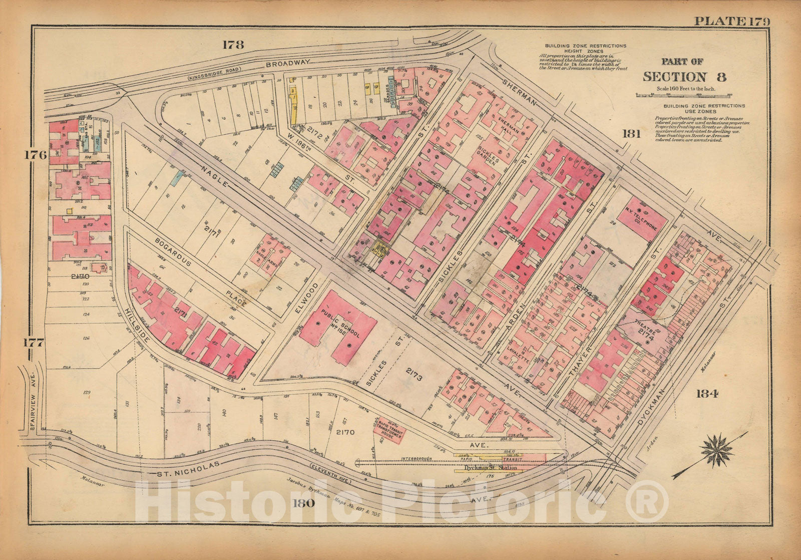 Historic Map : Land Book of the Borough of Manhattan, City of NY, Manhattan 1925 Plate 179 , Vintage Wall Art