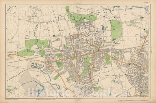 Historic Map : Europe, London 1910 Sheet 09 , Vintage Wall Art