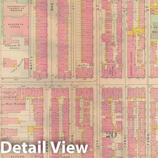 Historic Map : Philadelphia 1907 Plate 013 , Atlas 20th and 29th Wards of the City of Philadelphia , Vintage Wall Art