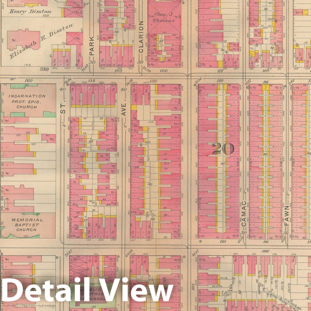 Historic Map : Philadelphia 1907 Plate 014 , Atlas 20th and 29th Wards of the City of Philadelphia , Vintage Wall Art