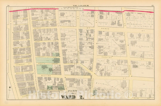 Historic Map : City Atlas of Providence Rhode Island by Wards, Volume I, Providence 1875 Plate M , Vintage Wall Art