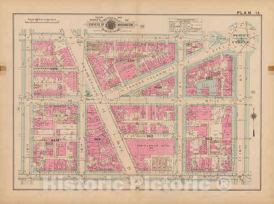 Historic Map : Atlas of Washington D.C. Volume 1 (Inner NW), Washington 1939 Plate 014 , Vintage Wall Art