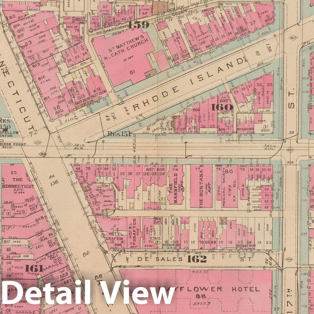 Historic Map : Atlas of Washington D.C. Volume 1 (Inner NW), Washington 1939 Plate 014 , Vintage Wall Art