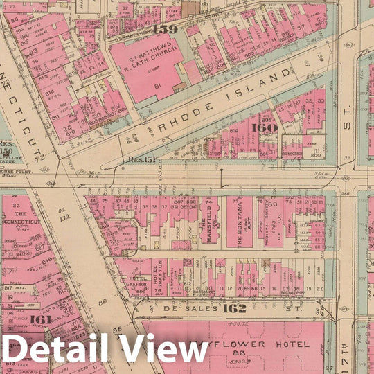 Historic Map : Atlas of Washington D.C. Volume 1 (Inner NW), Washington 1939 Plate 014 , Vintage Wall Art