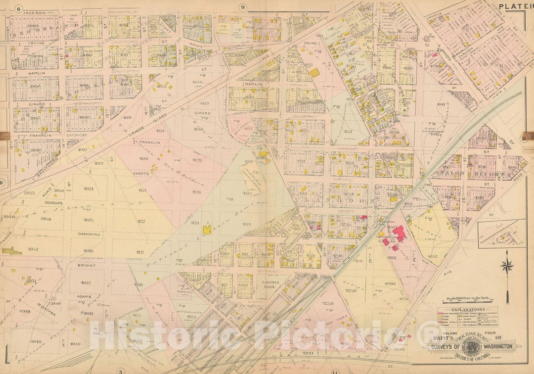 Historic Map : Atlas of Washington D.C. Volume 4 (NE, SE), Washington 1907 Plate 010 , Vintage Wall Art