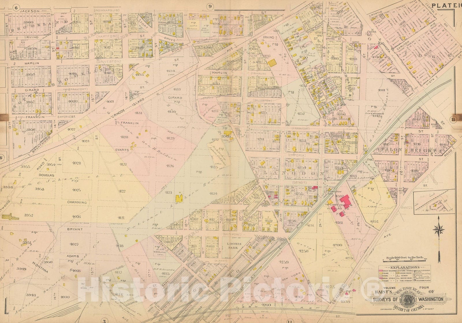 Historic Map : Atlas of Washington D.C. Volume 4 (NE, SE), Washington 1907 Plate 010 , Vintage Wall Art