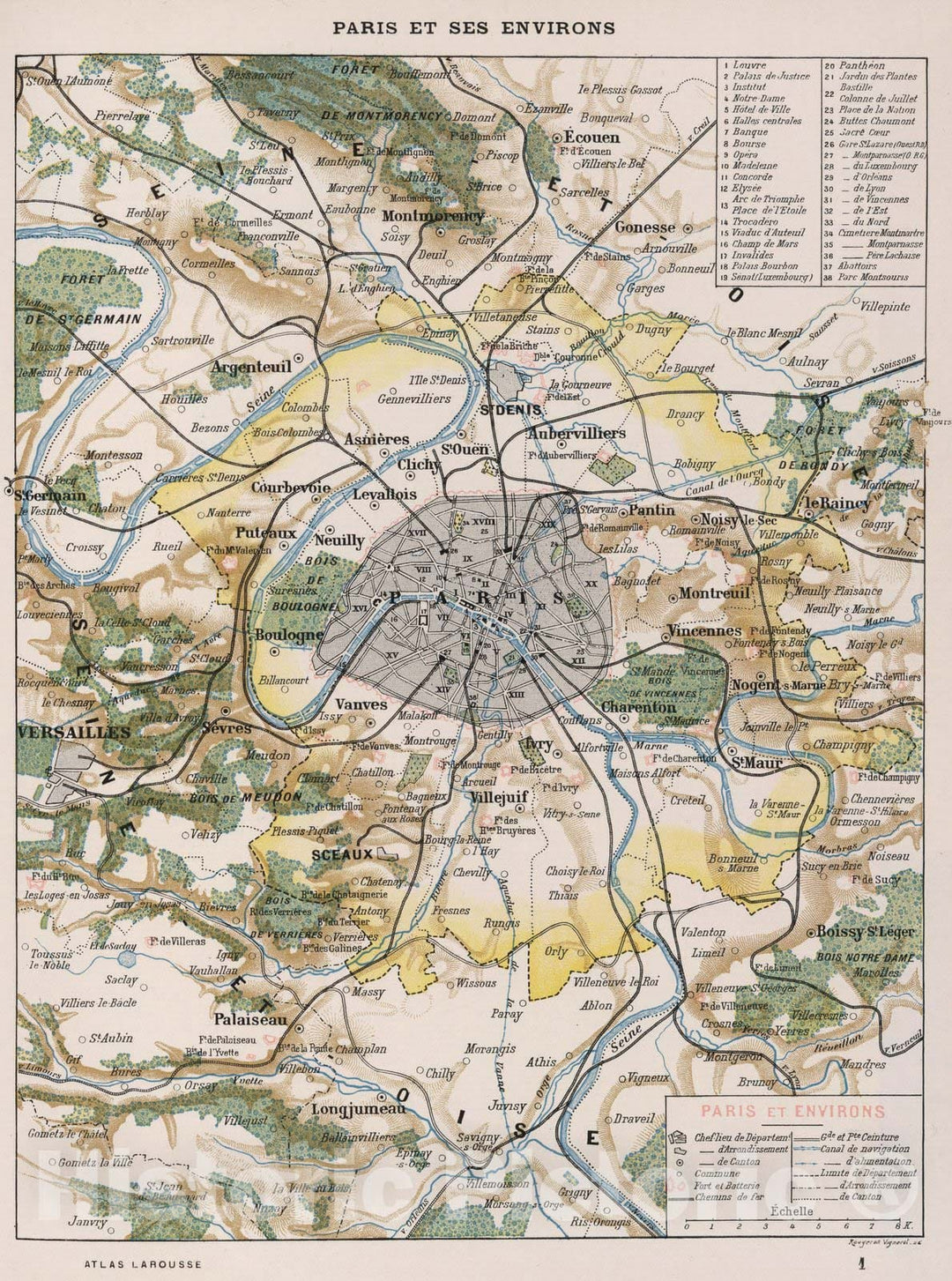 Historic Map : Paris , France,Paris et ses Environs. 1900 , Vintage Wall Art