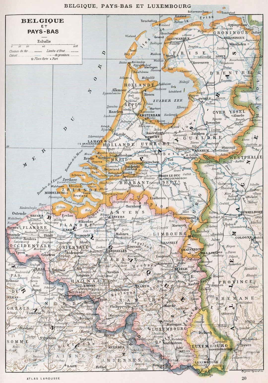 Historic Map : Netherlands,Belgique et Pays-Bas. 1900 , Vintage Wall Art