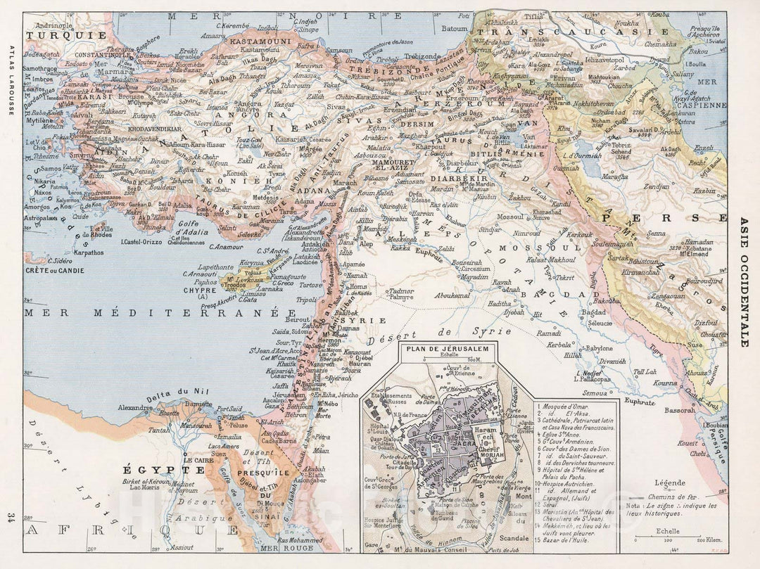 Historic Map : Asia MinorAsie Occidentale. 1900 , Vintage Wall Art