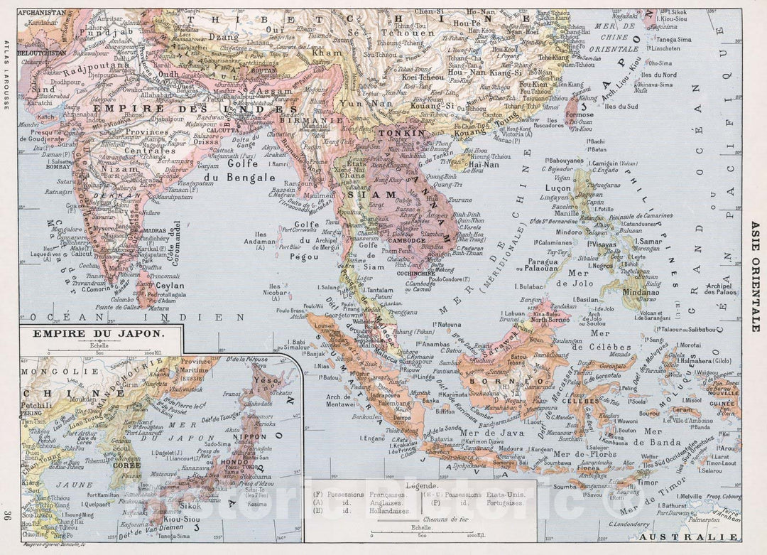 Historic Map : Indonesia, South AsiaAsia Orientale. 1900 , Vintage Wall Art