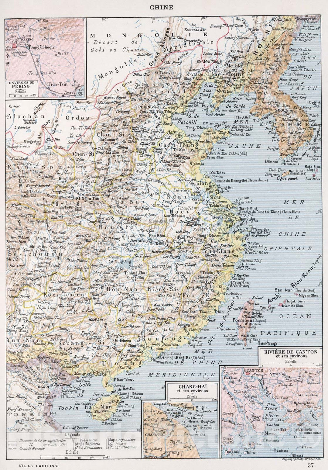 Historic Map : China,Chine. 1900 , Vintage Wall Art