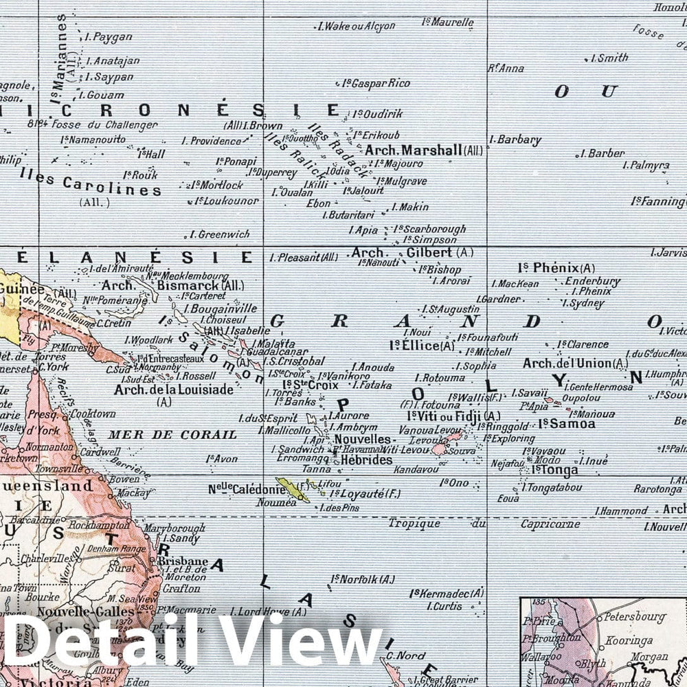 Historic Map : Oceania, PacificOceanie. 1900 , Vintage Wall Art