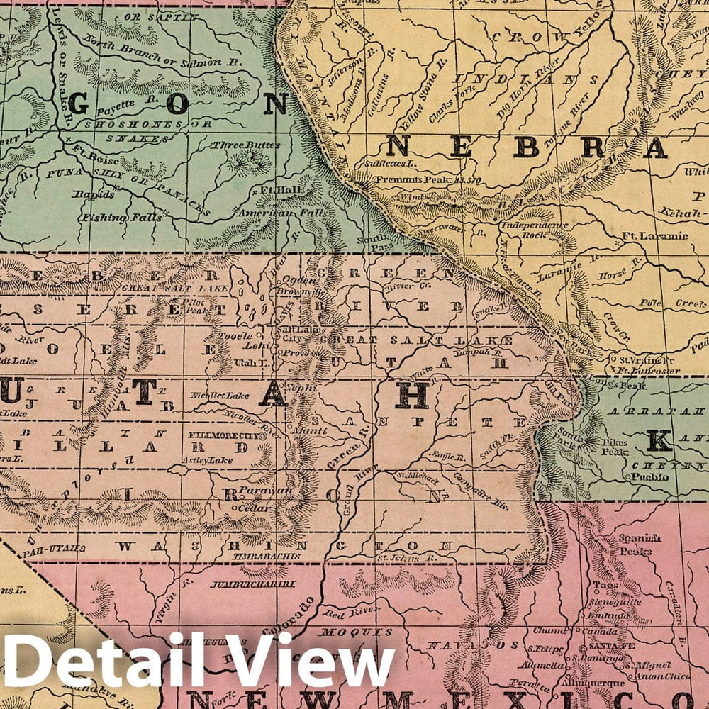 Historic Wall Map : World Atlas Map, Territories of the United States. 1856 - Vintage Wall Art