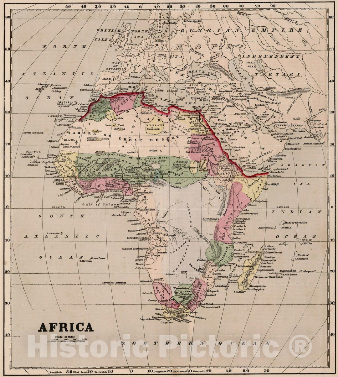 Historic Map : World Atlas Map, Africa. 1856 - Vintage Wall Art