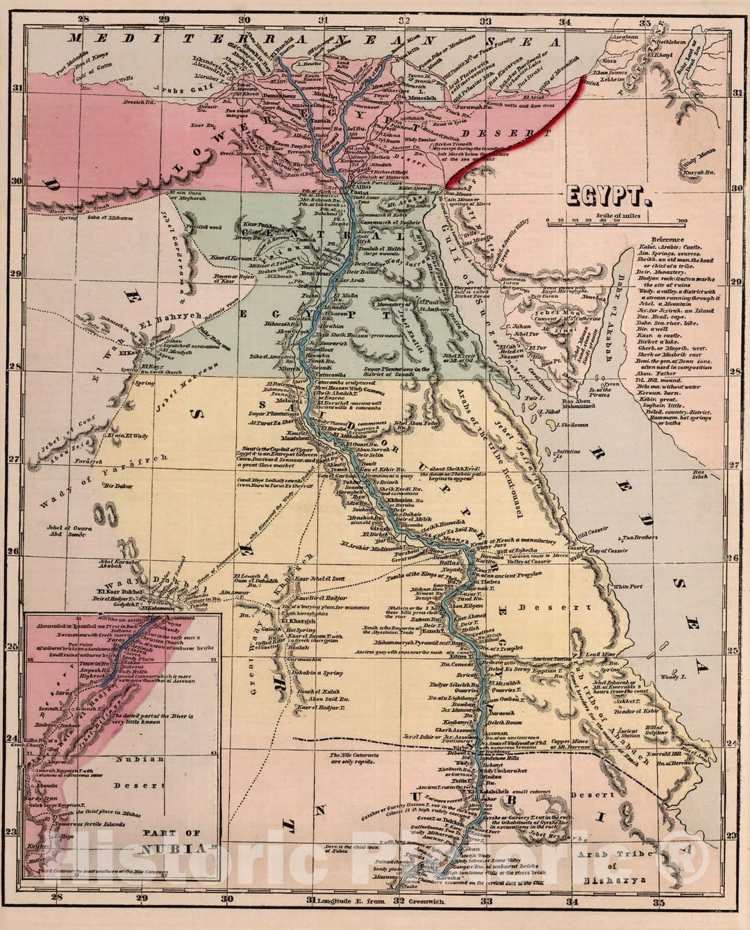 Historic Map : World Atlas Map, Egypt and Nubia. 1856 - Vintage Wall Art