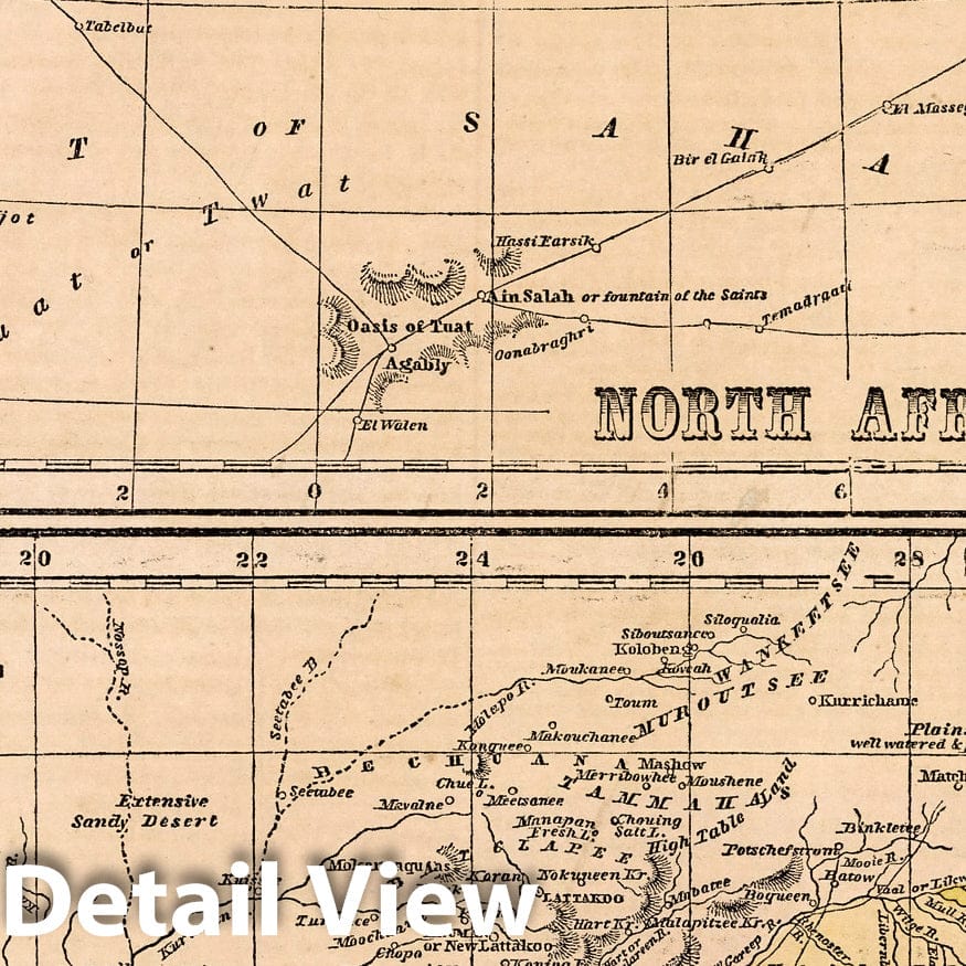 Historic Map : World Atlas Map, North Africa. South Africa. 1856 - Vintage Wall Art