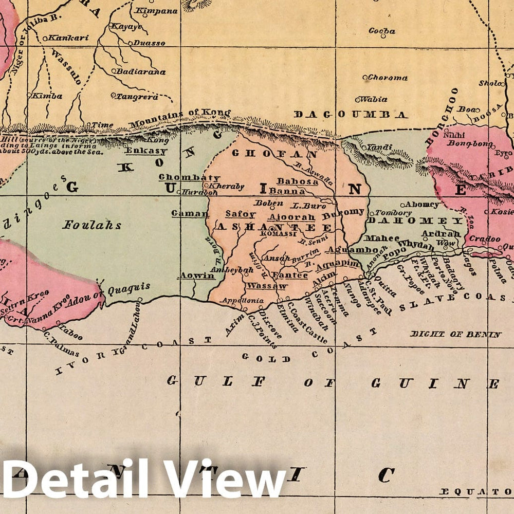 Historic Map : World Atlas Map, West Africa. 1856 - Vintage Wall Art