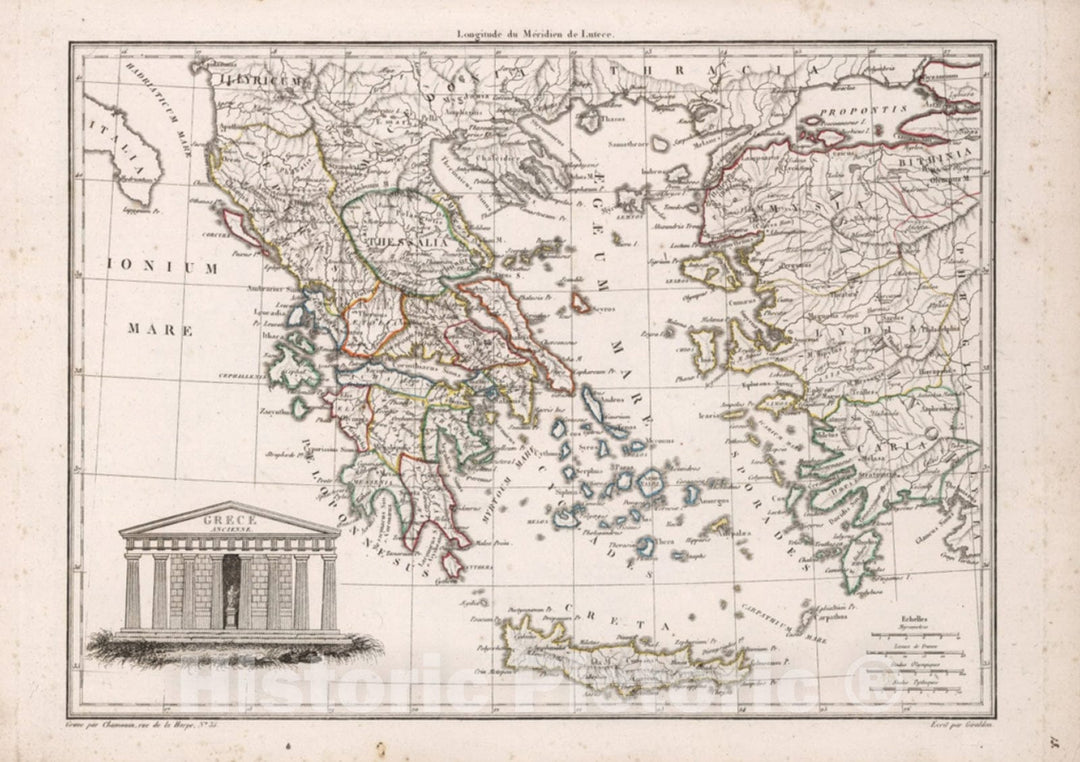 Historic Map : Greece,Greece Ancienne. 1812 , Vintage Wall Art