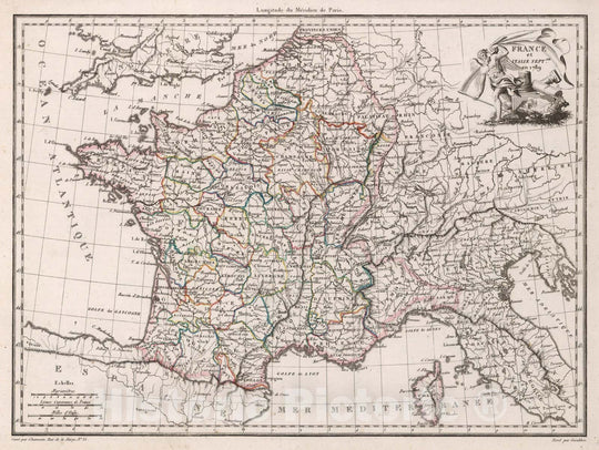 Historic Map : France,France et l'Italie Septale. en 1789. 1812 , Vintage Wall Art