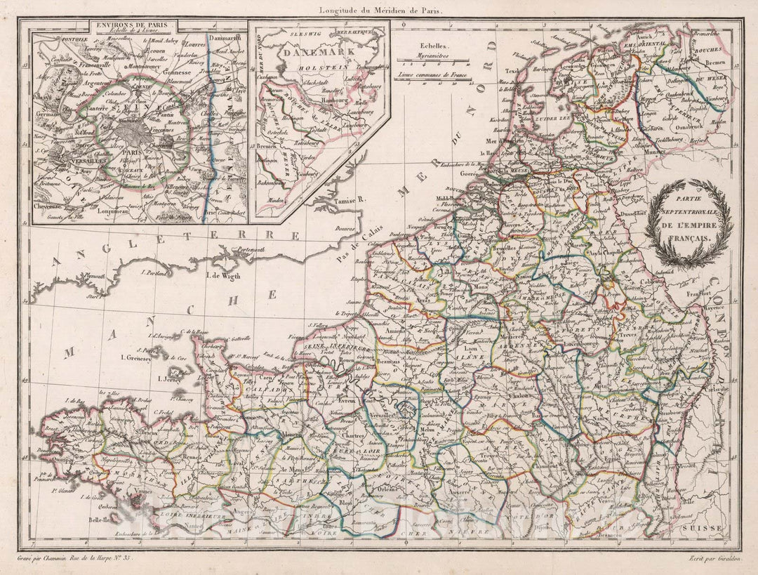 Historic Map : Netherlands,Partie Septentrionale de l'Empire Francais. 1812 , Vintage Wall Art