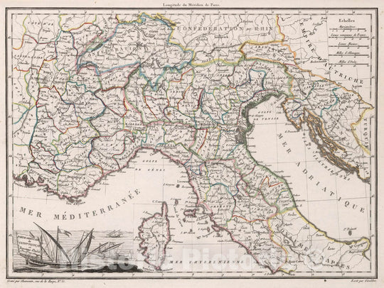 Historic Map : Italy,Partie Orientale de l'Empire Francais et Royaume d'Italie. 1812 , Vintage Wall Art