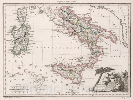 Historic Map : Italy,Royaumes de Naples, Sicile et Sardaigne. 1812 , Vintage Wall Art