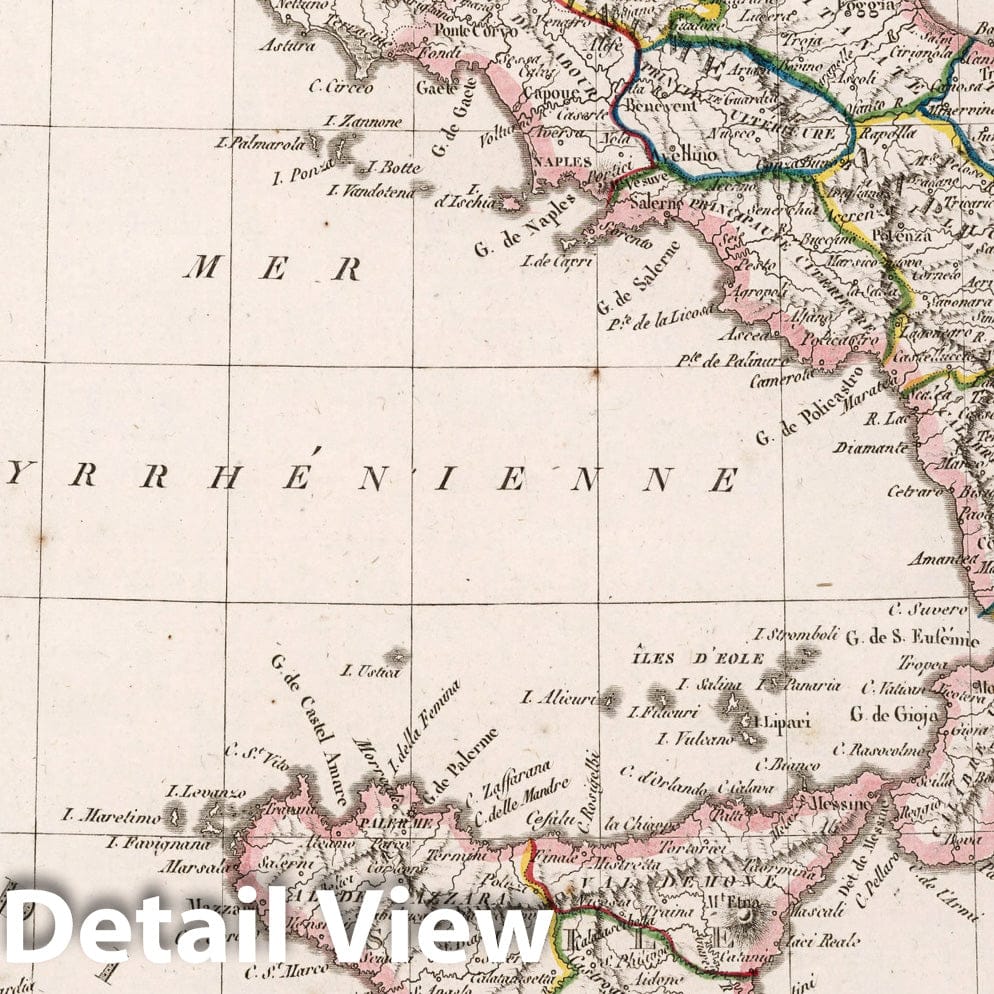 Historic Map : Italy,Royaumes de Naples, Sicile et Sardaigne. 1812 , Vintage Wall Art