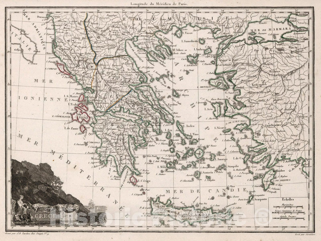 Historic Map : Greece,Grece. 1812 , Vintage Wall Art