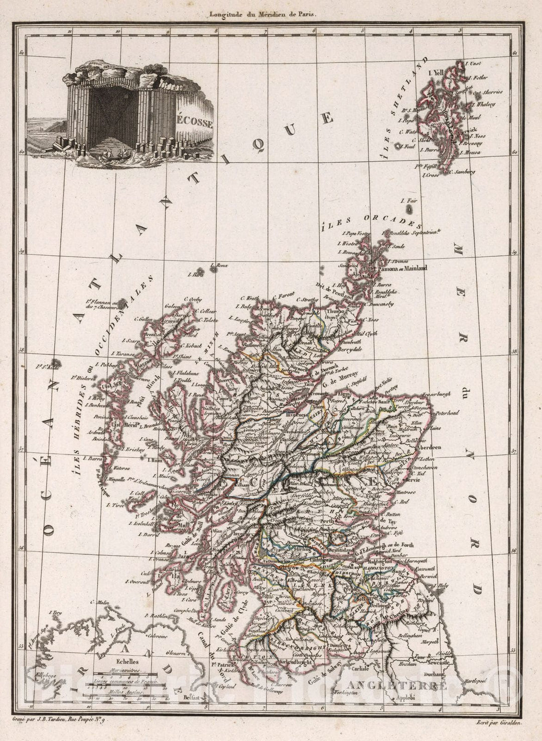 Historic Map : Scotland,Ecosse. 1812 , Vintage Wall Art