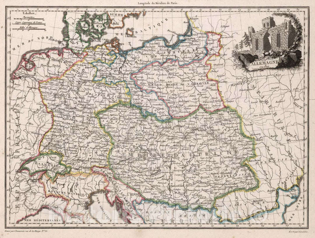 Historic Map : Germany,Allemagne en 1812. 1812 , Vintage Wall Art