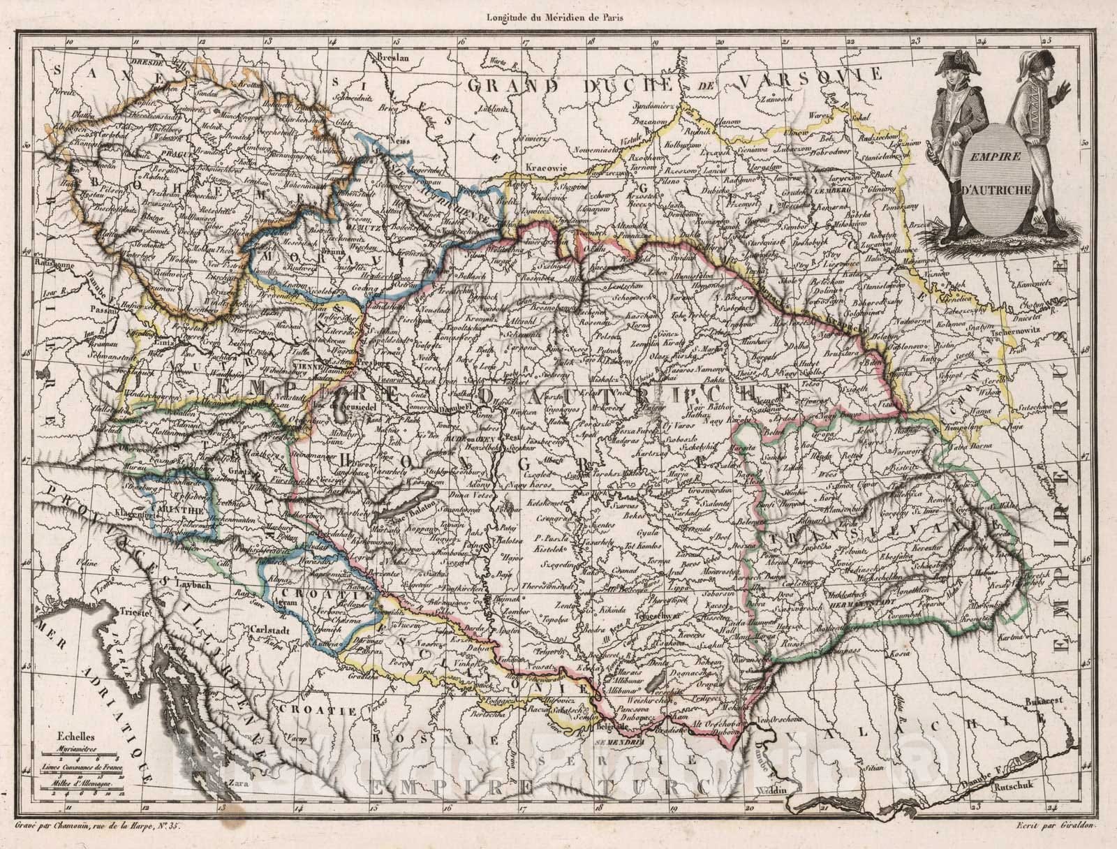 Historic Map : Slovenia,Empire d'Autriche. 1812 , Vintage Wall Art