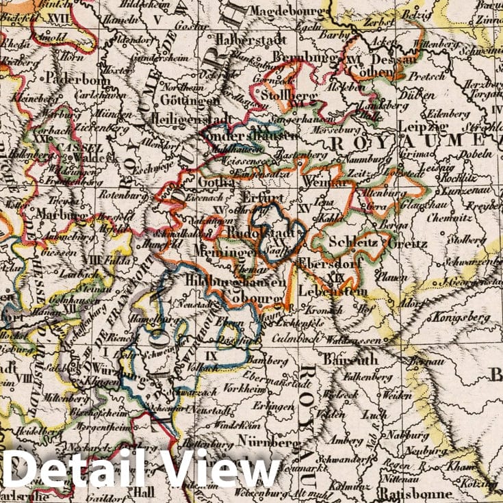 Historic Map : Germany,Confederat de Rhin. 1812 , Vintage Wall Art