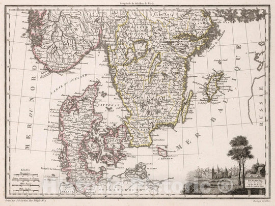 Historic Map : Norway,Danemark avec le midi de la Suede et de la Norwege. 1812 , Vintage Wall Art