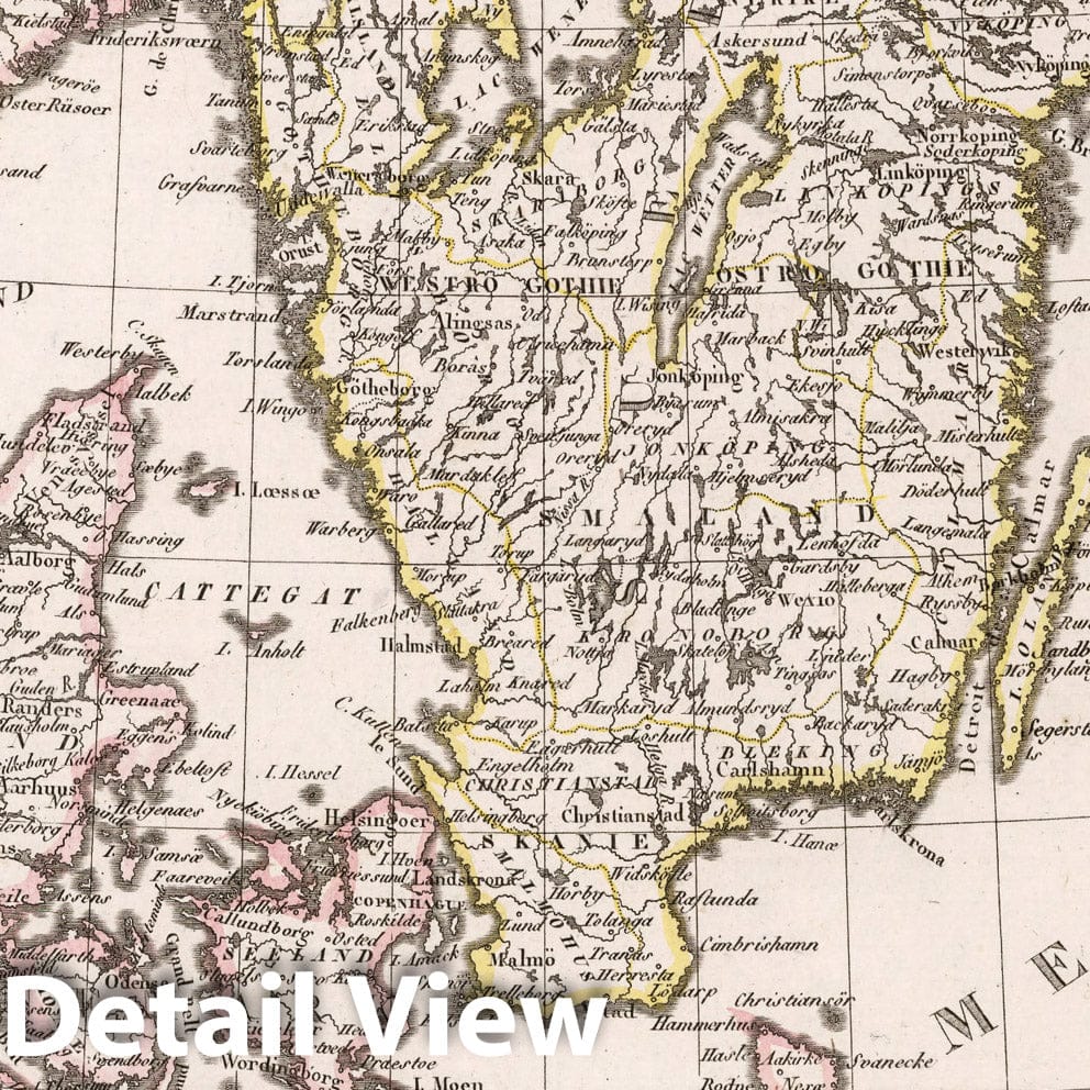 Historic Map : Norway,Danemark avec le midi de la Suede et de la Norwege. 1812 , Vintage Wall Art