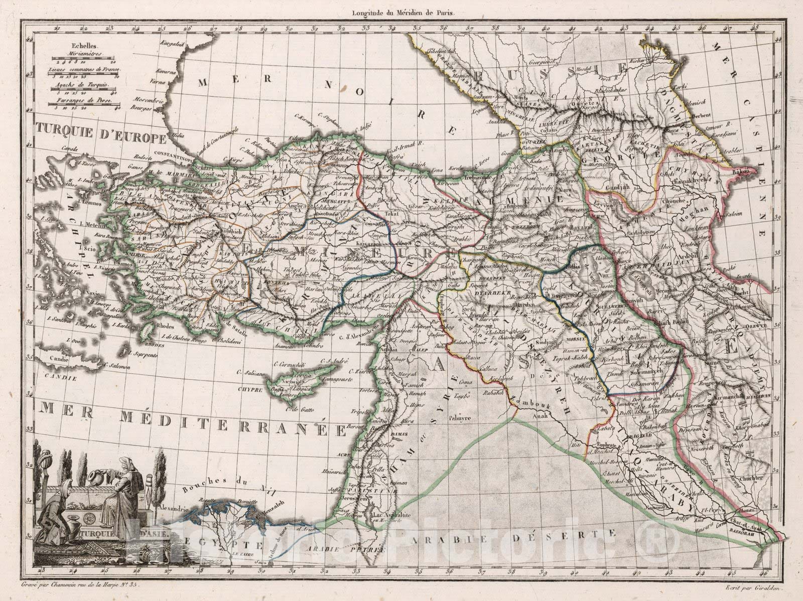 Historic Map : Turkey, Asia MinorTurquie d'Asie. 1812 , Vintage Wall Art