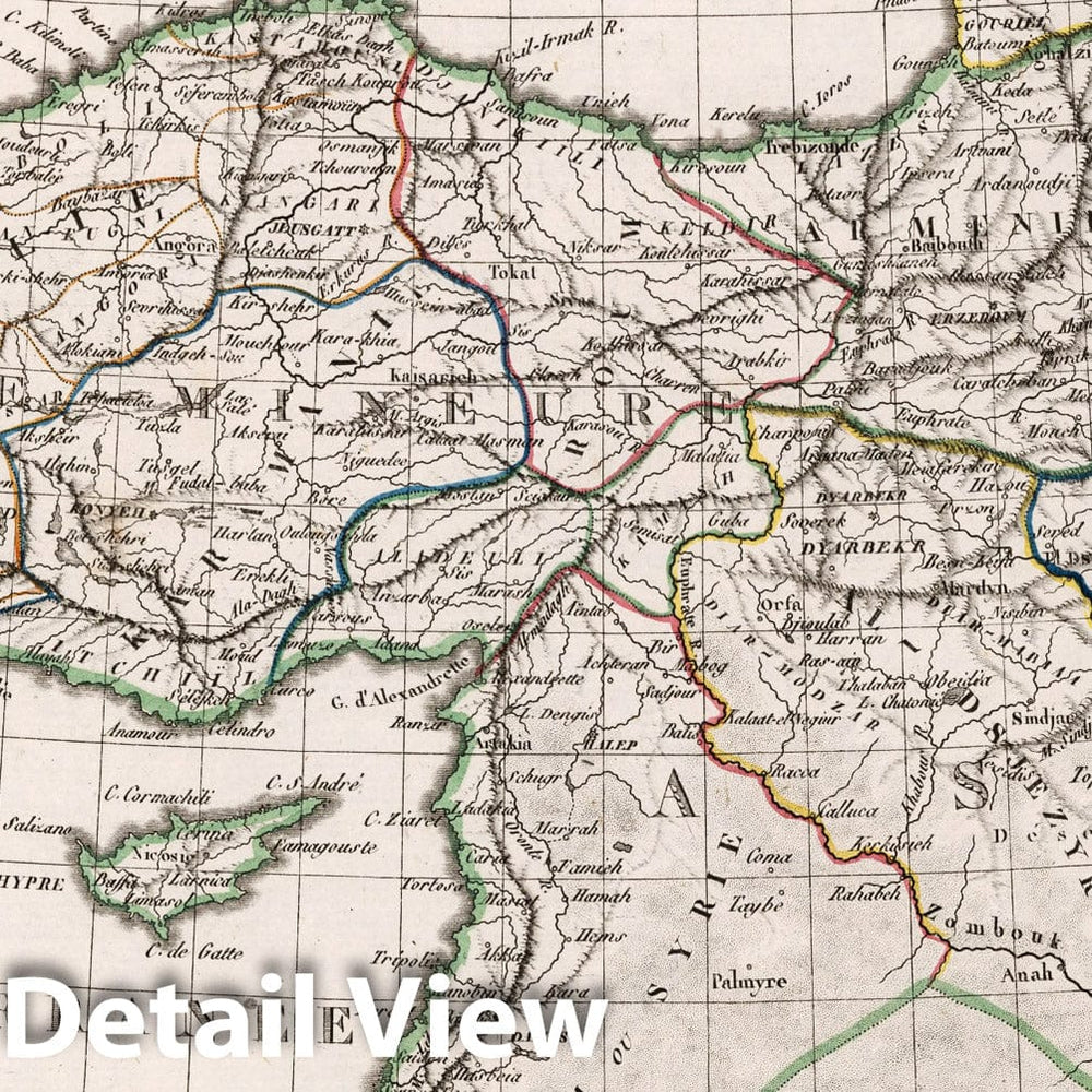 Historic Map : Turkey, Asia MinorTurquie d'Asie. 1812 , Vintage Wall Art